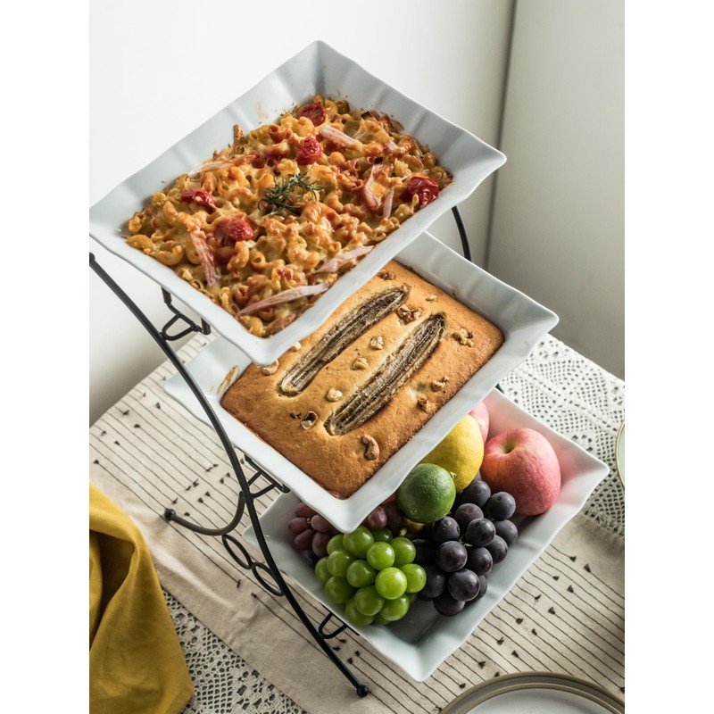 YHOSSEUN Large Tiered Tray Stand, 3 Tier Serving Tray Porcelain