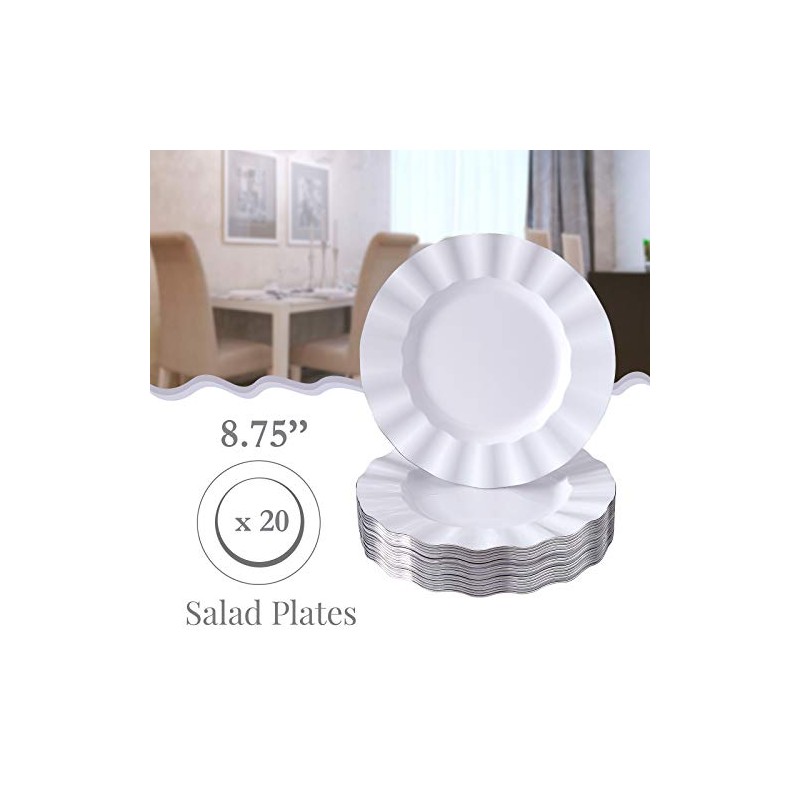 Silver Spoons Fancy Appetizer Plates | 20 pc | Heavy