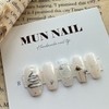 [Christmas] Silver Tree Nail Tips - Short Oval / [크리스마스]실버트리