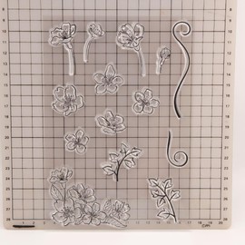 Arbuya DIY Flowers and Leaves Clear Stamps for Art Journals or Card Making Floral Silicone Clear Stamp Seals for Cards Making DIY Scrapbooking Paper Crafts Decoration