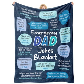 Funny Gag Dad Birthday Gifts from Daughter Son, Emergency Dad Jokes Blanket