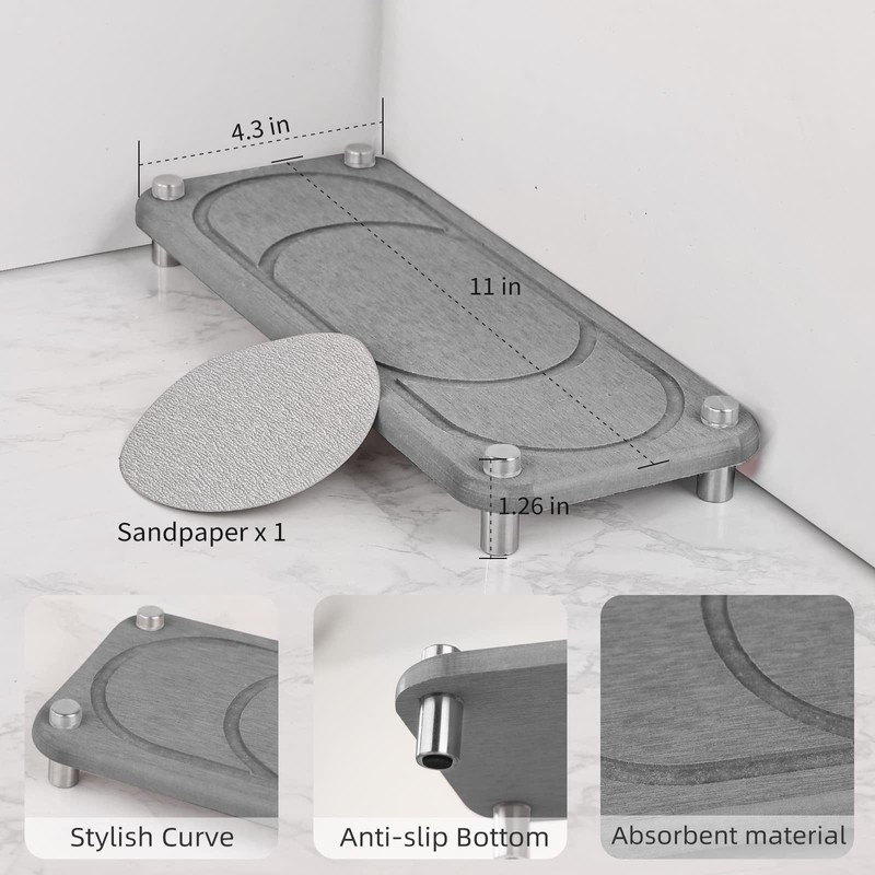 SUEH DESIGN Sink Organiser, Instant Dry Kitchen Organiser, Grey