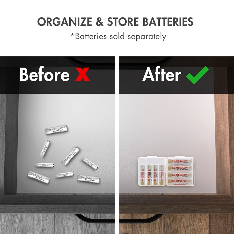 Tenergy 10 Pack Plastic Storage Case for AA/AAA Batteries (Batteries