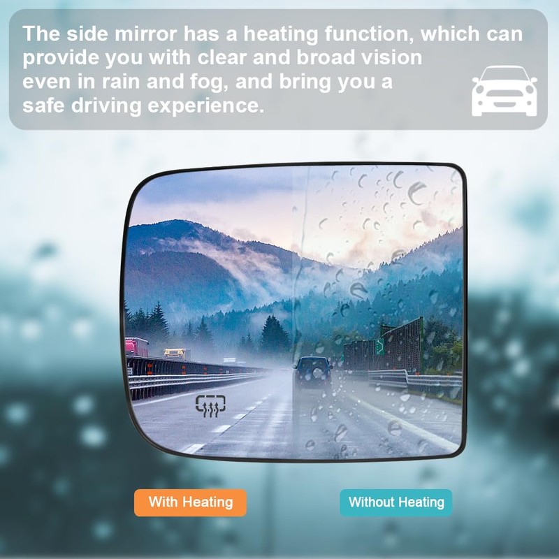 Senzeal Passenger Side Tow Mirror Glass Heated Tow Mirror Replacement