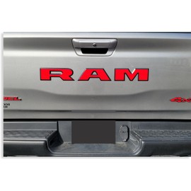 RAM Tailgate Emblem Overlay Decal Stickers 2025 Ram 1500 (Color: Gloss Red)