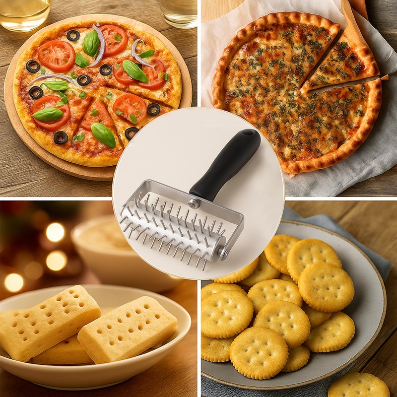 EVEDMOT Pizza Dough Docker Roller Stainless Steel, Pin Puncher Dough