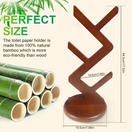 Bamboo Toilet Paper Holder Stand Free Standing Toilet Tissue Paper Roll Holder Wipes Dispenser Organizer Fits 3 Rolls Storage Shelf & Spare Roll Dispenser for Bathroom Decor-Brown
