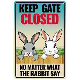 Kadezia 7.8x11.9 Inch “Keep Gate Closed” Aluminum Sign – Funny Rabbit Decor for Home, Garden & Outdoor Spaces (072)