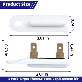 Dryer Thermal Fuse 3392519 Replacement for Whirlpool Dryer Thermal, Kenmore, Maytag Dryers Thermal Fuse Replaces 3388651, 694511, AP6008325 (3 Pack)