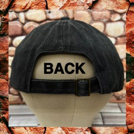 PUDDLE OF MUDD LOGO BLACK STONE WASH EMBROIDERED DAD’S HAT ADJUST. BACK