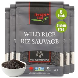 Floating Leaf Pure Wild Rice - Non-GMO & Gluten free Rice | All Natural Black Rice Organic (Pack of 6) 10 oz each | Vegan, Kosher, Healthy Long Grain Wild Rice for the Whole Family