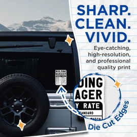 (2 Pack) Building Manager Hourly Rate Stickers - Funny Job Rate Stickers - Office Manager Humor - 5" On Longest Side - Sticks to Smooth Flat Surfaces - Made in USA - BMCS4922