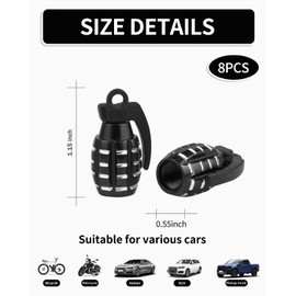MYGLOAR 8 Pack Car Tyre Valve Caps, Tyre Valve Caps, Tyre Valve Dust Caps, Suitable for Cars, SUVs, Motorcycles, Bikes (Black and Silver)