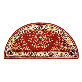 Minuteman International Burgundy Oriental Wool Hearth Rug, Half Round