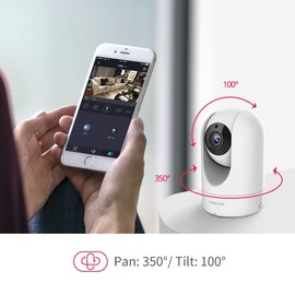 Foscam R4M 4MP Indoor Security Camera, Dual-Band WiFi, Pan Tilt, Human Detection, Night Vision, 2-Way Audio, SD Card Slot - Works with Alexa & Google