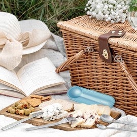 KUPPELS Cutlery To Go | Matte Stainless Steel | 5 Pieces | In Practical Transport Case | Cutlery Set for On the Go | Lightweight Picnic & Outdoor Cutlery | For School, Train and Leisure