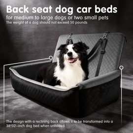 Luxury Large Dog Car Seat,Convertible to Portable Travel Dog Bed-Plush Velvet & High-Resilience Memory Foam,Universal Backseat & SUV Trunk Installation,Anti-Slip Safety Design for Medium-Large Dogs.