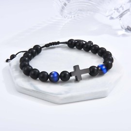 Easter Basket Stuffers Baptism Confirmation First Communion Christian Religious Gifts for Boys Kids Teens Men -Inspirational Cross Bracelet Birthday Christmas Valentines Fathers Day Stocking Stuffers