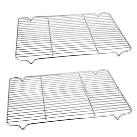 P&P CHEF Cooling Baking Rack Pack of 2, Stainless Steel Cooling Racks for Cooking Baking Roasting Grilling Drying, Dense Wires & Smooth Edge, Easy to clean, Silver, 16.6" x 11.5"