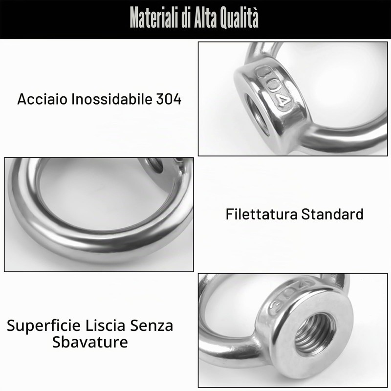 6 Pezzi Dado Ad Anello M12, Dado A Occhiello M12