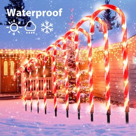 Brightown 28" Candy Cane Lights with Stakes, 10 Packs Large Christmas Pathway Lights Outdoor, Candy Cane Lights Outdoor Pathway Christmas Decorations for Yard Lawn Garden Walkway Sidewalk