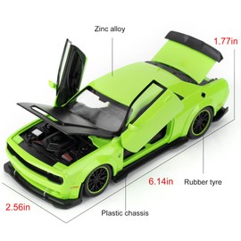 1/32 Dodge Hellcat Model Cars,Diecast Alloy Toy Car with Sound and Light Functions, Collectible Pull Back Vehicle, Gift for Children Green
