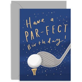 Old English Co. Fun Golf Birthday Card for Him - Par-fect Golf Pun Birthday Card for Men - Golfer Birthday Card for Dad, Brother, Husband, Son | Blank Inside with Envelope