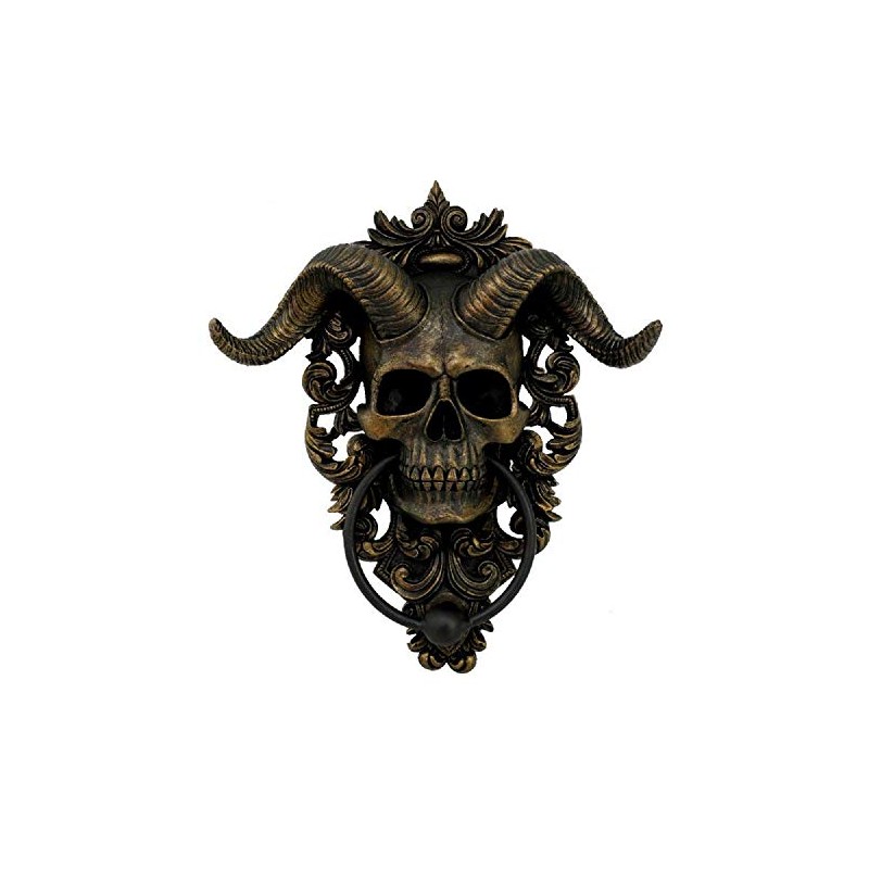 Pacific Giftware Diabolical Horned Skull Door Knocker Wall Plaque Resin