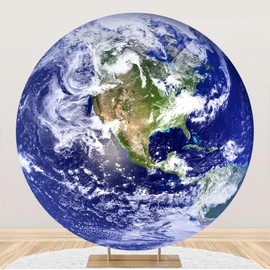 DORCEV Diameter 7.2ft Galaxy Stars Earth Round Backdrop Cover Universe Outer Space Photography Background Planet Themed Backgrounds for Kids Birthday Party Decor Adults Portrait Photo Booth Props