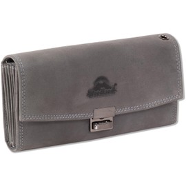 Woodland® Waiter's Wallet with Reinforced Base in Large Coin Compartment Made from Natural, Soft Buffalo Leather, charcoal, coin purse