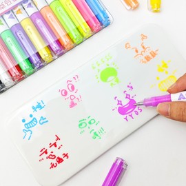 Acrylic Paint Markers, 12 Colors Highlighter Acrylic Pens with Bullet Tip,Strong Coverage, Large Ink Capacity, Multi-Purpose Paint Pens for Rock Painting, Crafts, DIY, Art Supplies