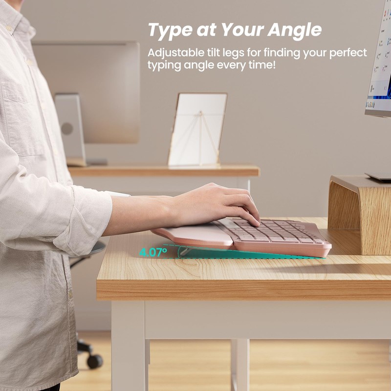 Nulea RT05 Wireless Ergonomic Keyboard, Split Keyboard with Wrist Rest,