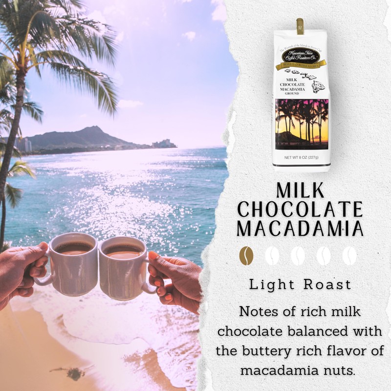Hawaiian Isles Coffee Milk Chocolate Macadamia Flavored, Light Roast Ground