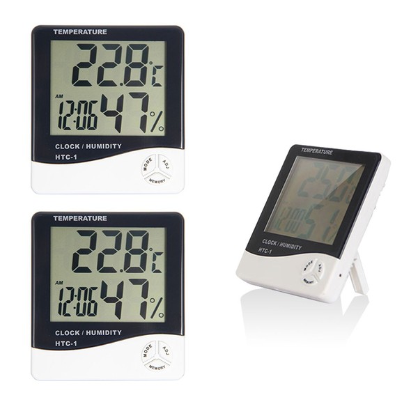 Nuzamas Large LCD Digital Humidity Temperature Meter with Clock Indoor