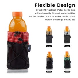 3FULGEAR Water Bottle Sleeve for Backpack Shoulder Straps, Tactical Bottle Accessories, Adjustable Molle Bag for Camping Mountaineering Hiking Outdoor Activities(Black)