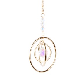 Vesaneae Sun Catcher Crystal Galaxy with 3 Brass Circles, Glass Ball Prism Rainbow Suncatcher, Pendant Ornament for Window Living Room Wedding Home Garden Car Hanging Decor