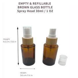 BEECO GIF2U Empty Cosmetic Glass Spray Bottles 1oz/30ml 4 PACK with Fine Mist Dispenser for Liquid Perfume Toiletries Containers,Toner Containers(Brown Clear)