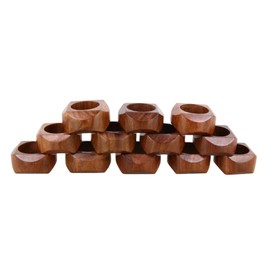 Ajuny Handcrafted Wooden Round Napkin Ring Side Cut Decorative 1.5 inch Napkin Holders for Table Décor Dinner Wedding Party Dining Parties Table Decoration Set of 12