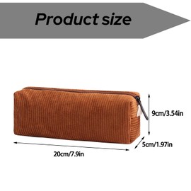 Yharnamite Corduroy Pencil Case, Large Capacity Pencil Case, Portable Pen Pouch Storage Bag for Kids, Office Stationery Organizer, Cute Pencil Case Makeup Pouch for Home, School, Office (Brown)