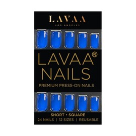 BLUE FLAIR Press-On Nails by Lavaa Beauty | Vibrant Blue Medium Square Nails