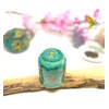 Kutani [Tea Cup] Large Green Cherry Blossom Heart Back Painting