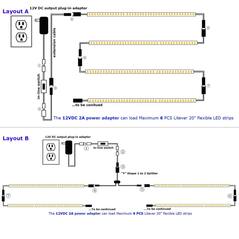 Litever Under Cabinet Light, 6 PCS 20 Inches Flexible LED