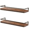 Meangood Floating Shelves Wall Mounted Set of 2, Rustic Wood
