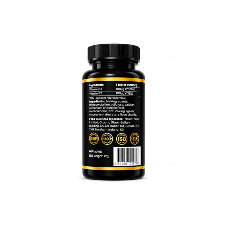Vitamin D3 4000 IU + K2 MK7 100µg, 60 Vegetarian