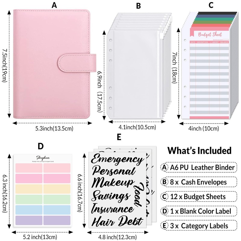 SKYDUE Budget Binder, Money Saving Binder with Zipper Envelopes, Cash