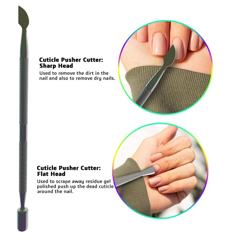 Cuticle Trimmer with Cuticle Pusher Professional Stainless Steel Cuticle Cutter
