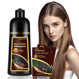 Fvquhvo- [Champú para teñir el cabello al instante] No es necesario mezclarlo previamente, es muy fácil y rápido de aplicar. Ponte guantes, aplica el champú para teñir el cabello castaño oscuro en el