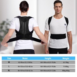 TTPSRY Back Straightener Back Support Belt Adjustable Straight Posture Trainer Create an Upright and Confident, Suitable for Men and Women (Black-XL)