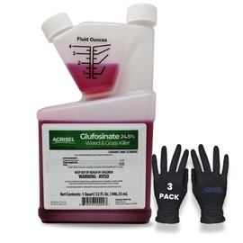 Agrisel Glufosinate Weed Killer, Post-Emergent, Conquers Stubborn Weeds from Leaf to Root, No Soil Residue, Pet Safe, Includes 3-Pack of Agrisel Protective Gloves, 32 Ounces