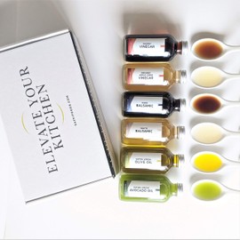 Oil and Vinegar Sampler Tasting Set, Used by Award-winning Restaurants, DIY Dressing & Marinade Kit: Avocado Oil, Olive Oil, Sherry Vinegar, Apple Cider Vinegar, Dark & White Balsamic - Great Gift